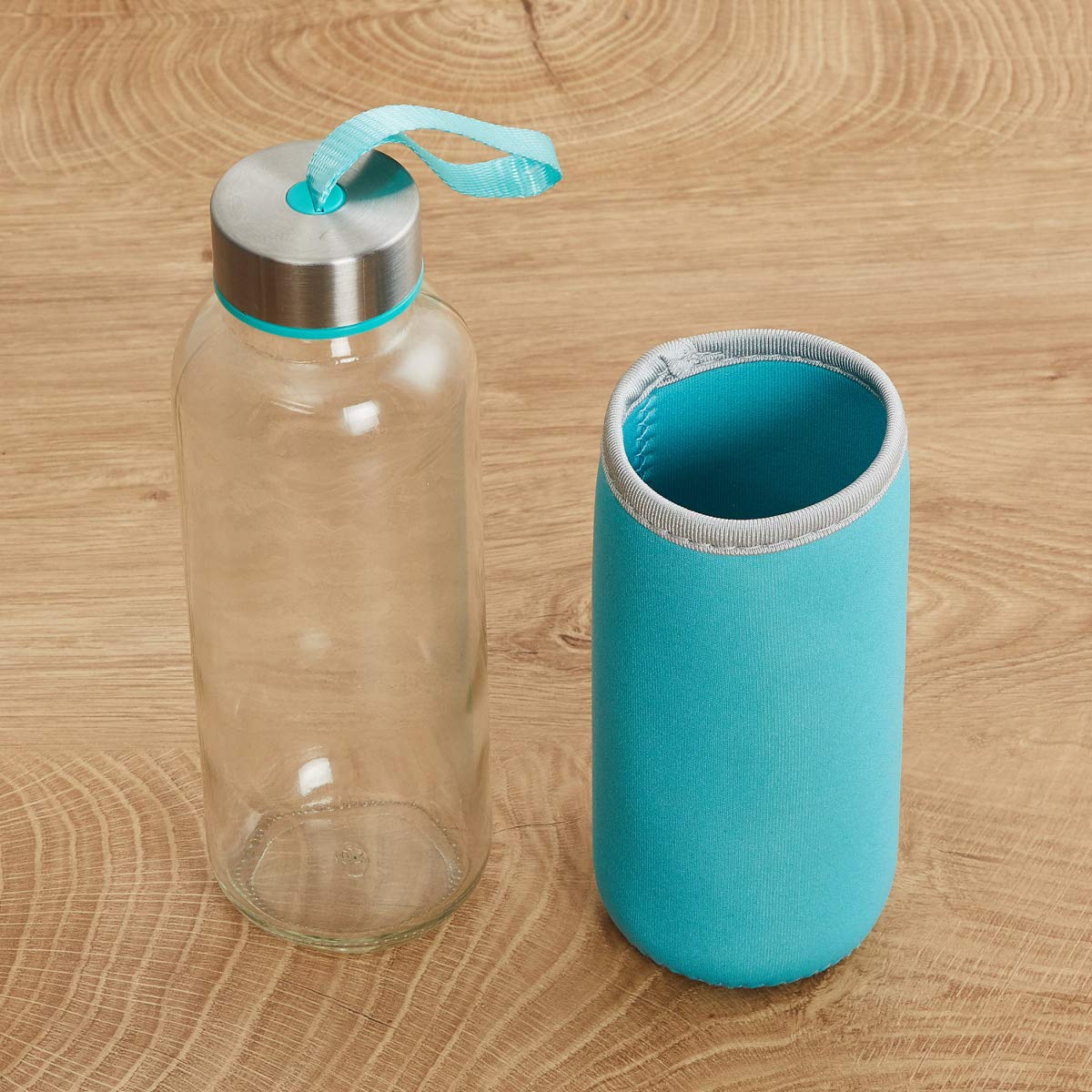 1199 Glass Water Bottle (500 ml) With Cover - SkyShopy 1199 Glass Water Bottle (500 ml) With Cover - SkyShopy